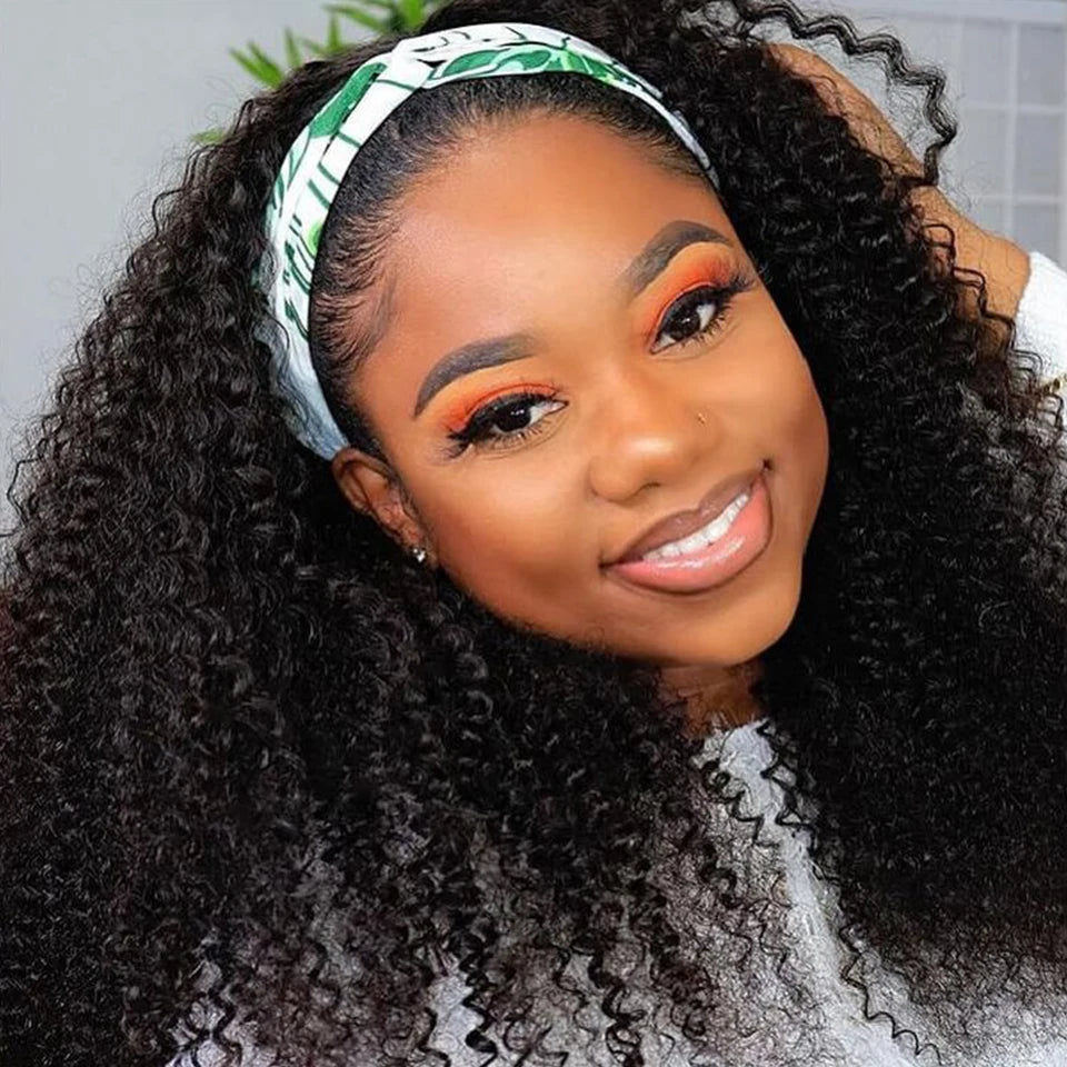 Kinky Curly Hair Headband Wig gluless