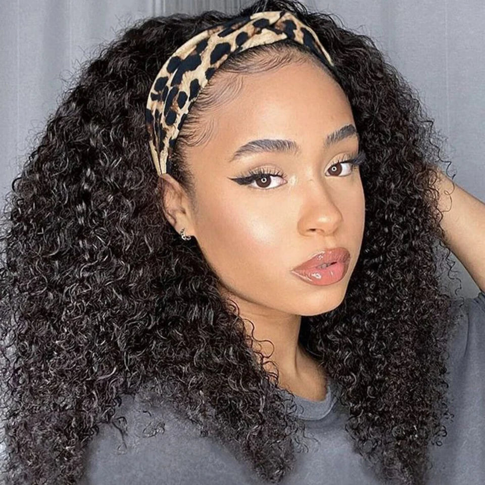 Kinky Curly Hair Headband Wig gluless