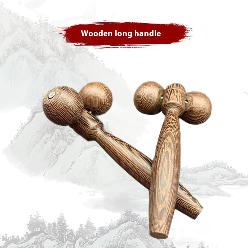 Wood Double-Ball Roller Massager
