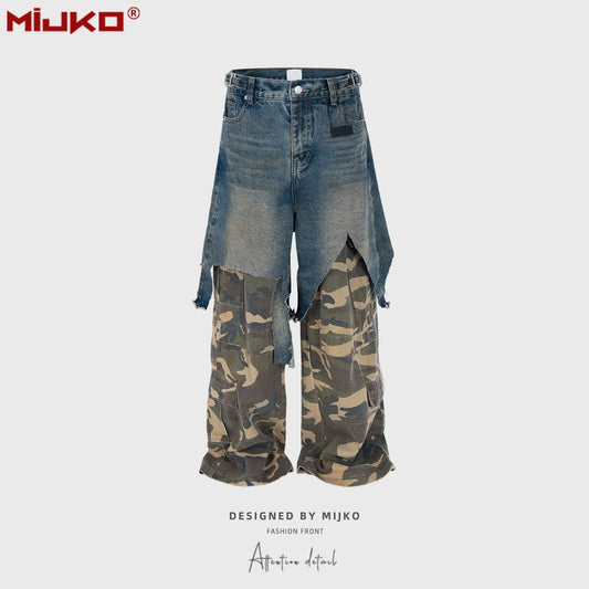 Ripped Spliced Jeans Y2K