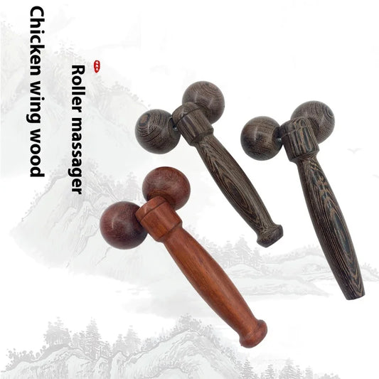Wood Double-Ball Roller Massager