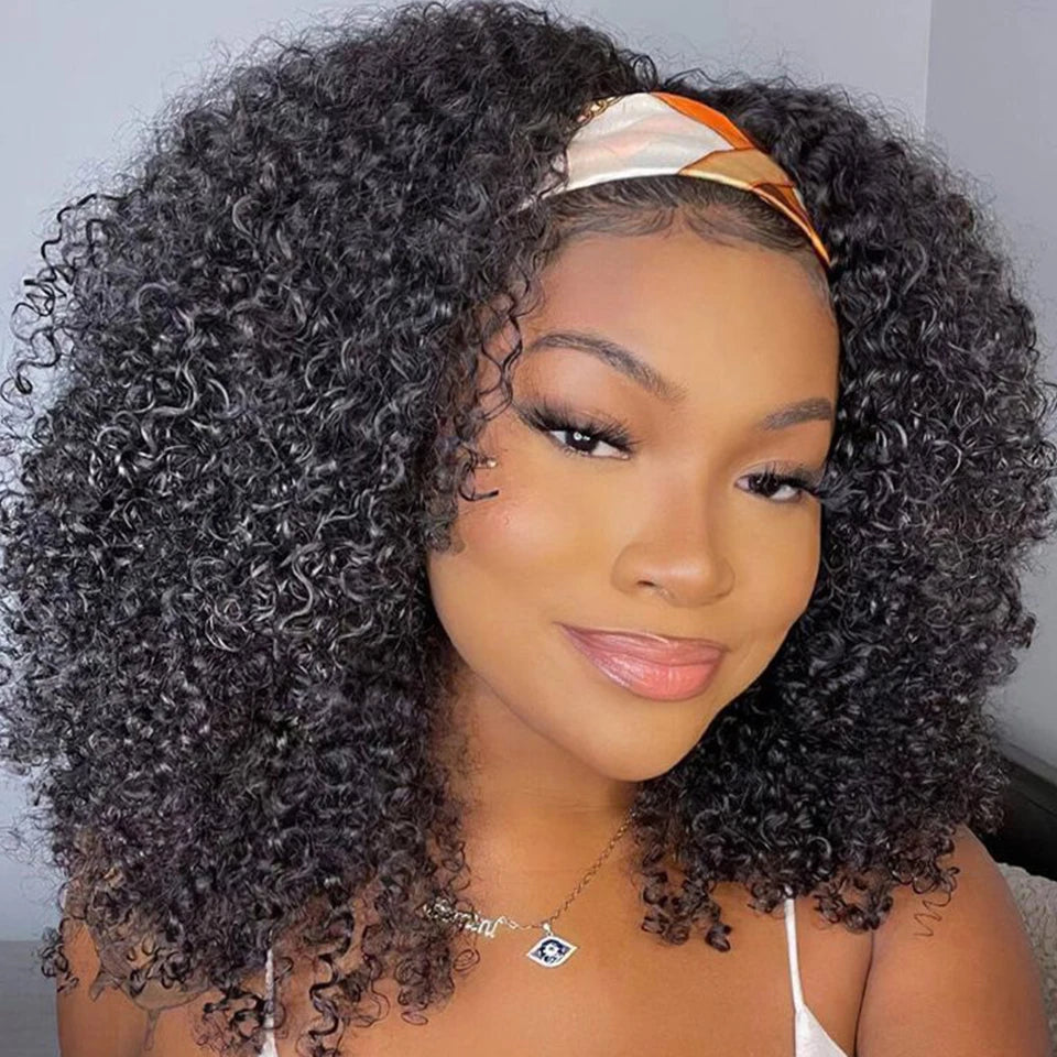 Kinky Curly Hair Headband Wig gluless