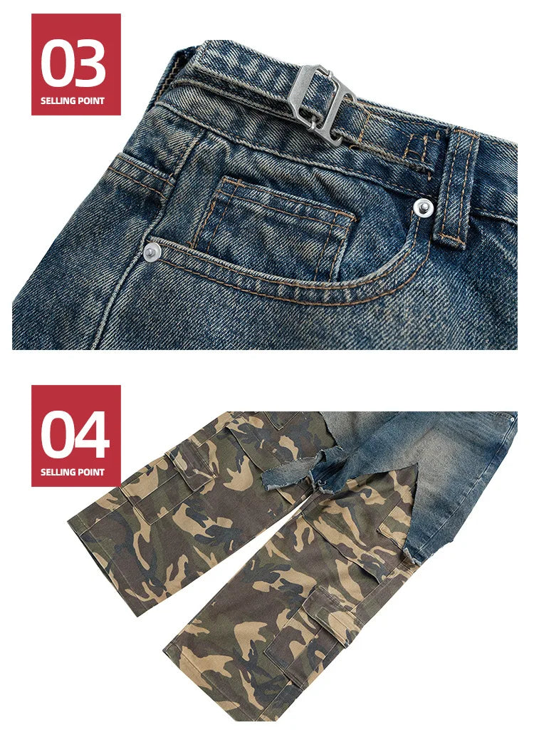 Ripped Spliced Jeans Y2K