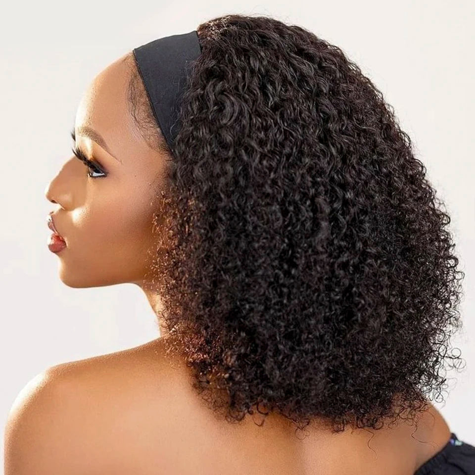 Kinky Curly Hair Headband Wig gluless