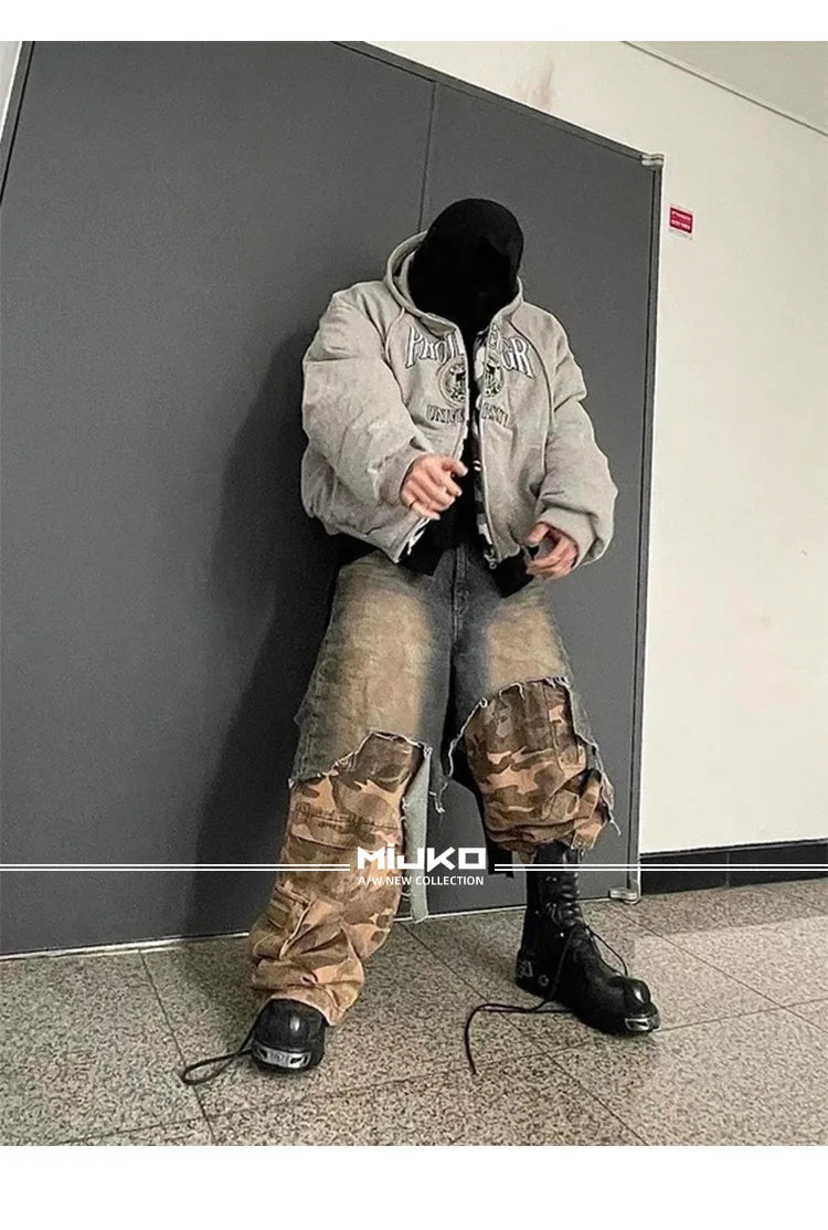 Ripped Spliced Jeans Y2K
