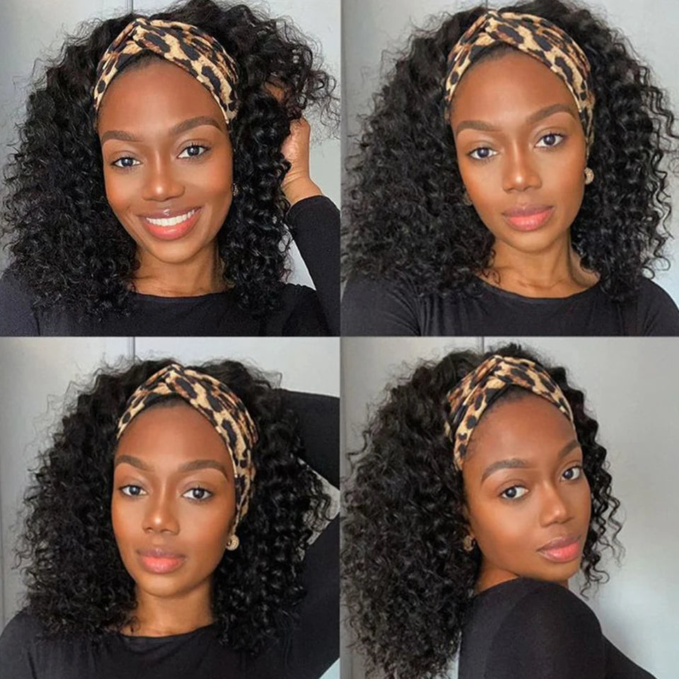 Kinky Curly Hair Headband Wig gluless