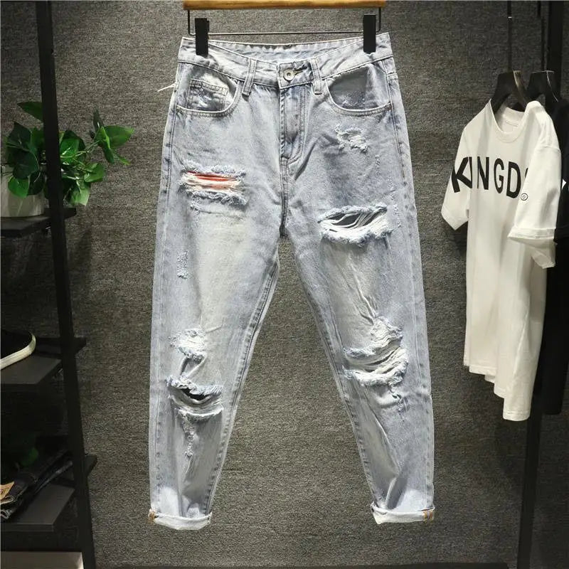 Jeans Loose-fit with Ripped Patches
