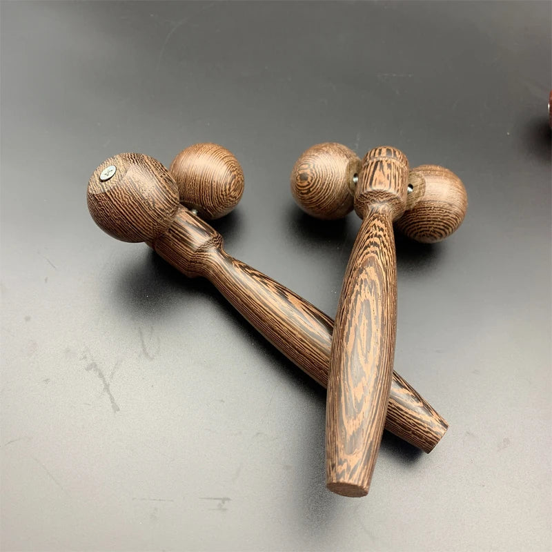 Wood Double-Ball Roller Massager