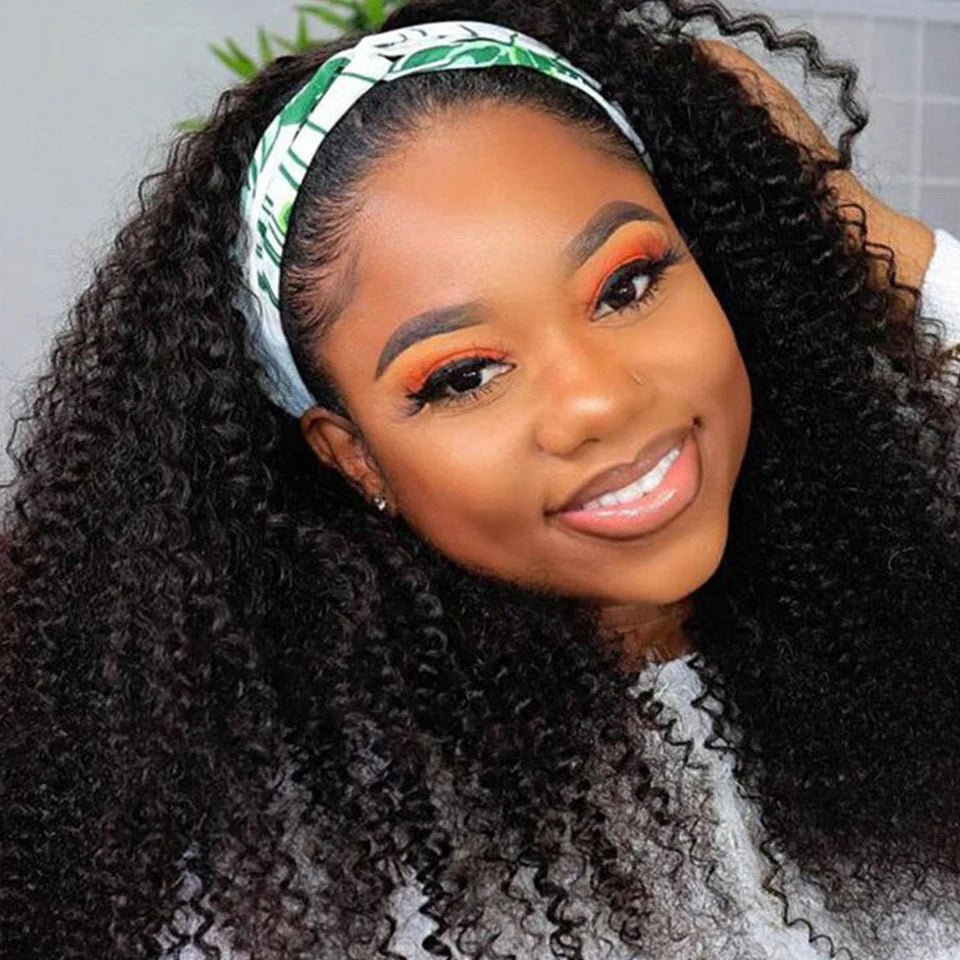 Kinky Curly Hair Headband Wig gluless